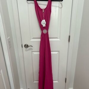 Pilyq Cosmo Pink Bianca Ring Dress Sleeveless Cutout Maxi Dress